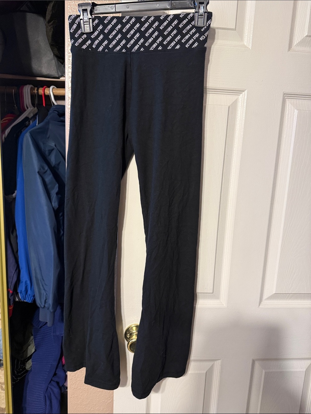 PVictoria's Secret sport Black Wide-Leg Fold-Over Waist Pants